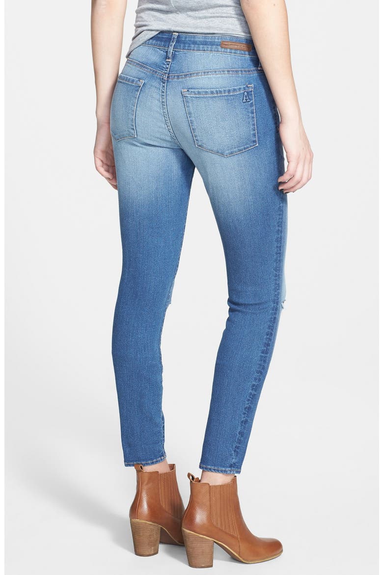 Destroyed Skinny Jeans, Alternate, color, MEDIUM WASH
