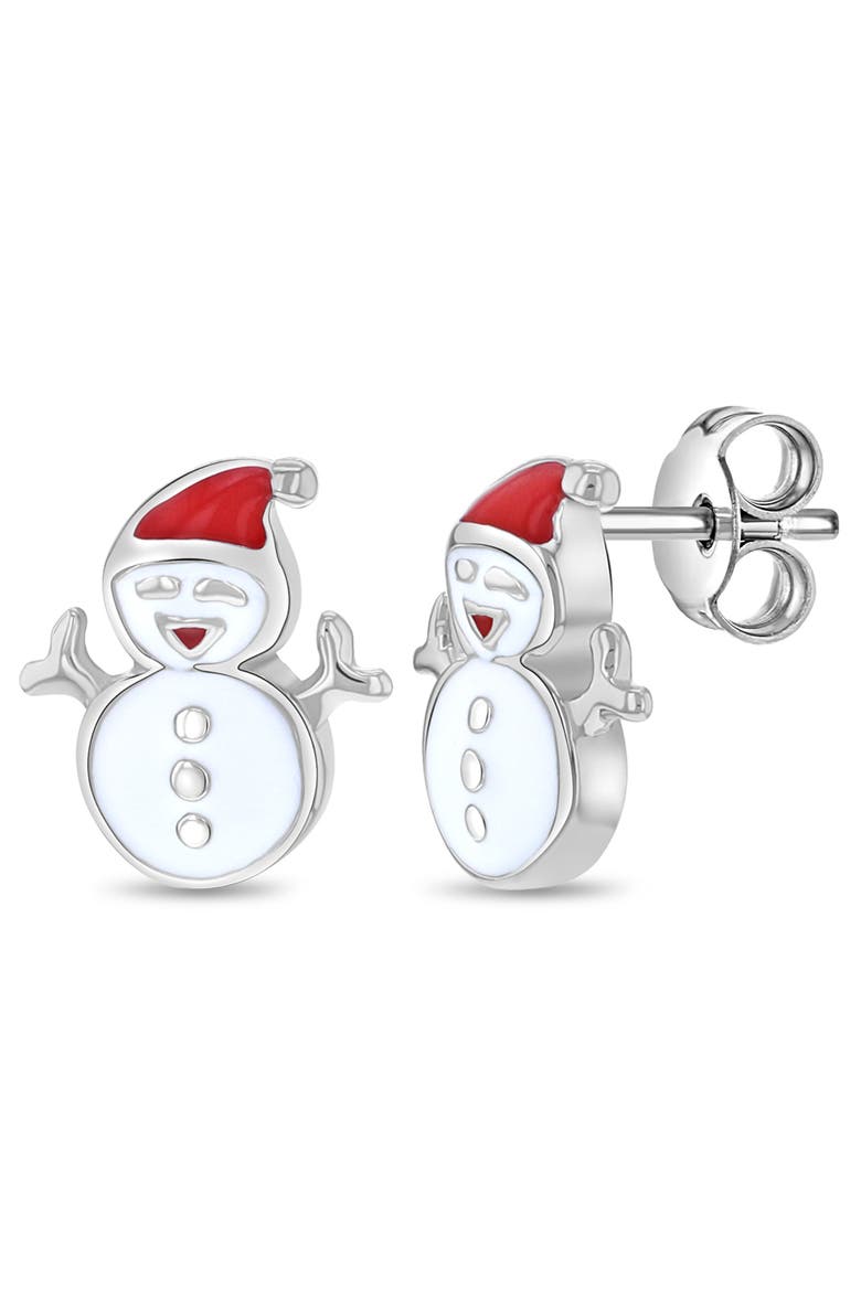 Christmas Snowman Earrings, Main, color, Red