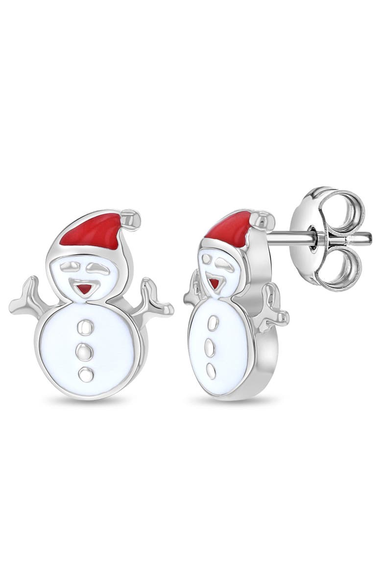 In Season Jewelry Christmas Snowman Earrings, Main, color, Red