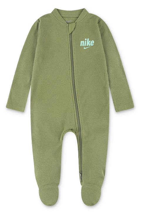 Cotton Blend Ribbed Zip Footie (Baby)