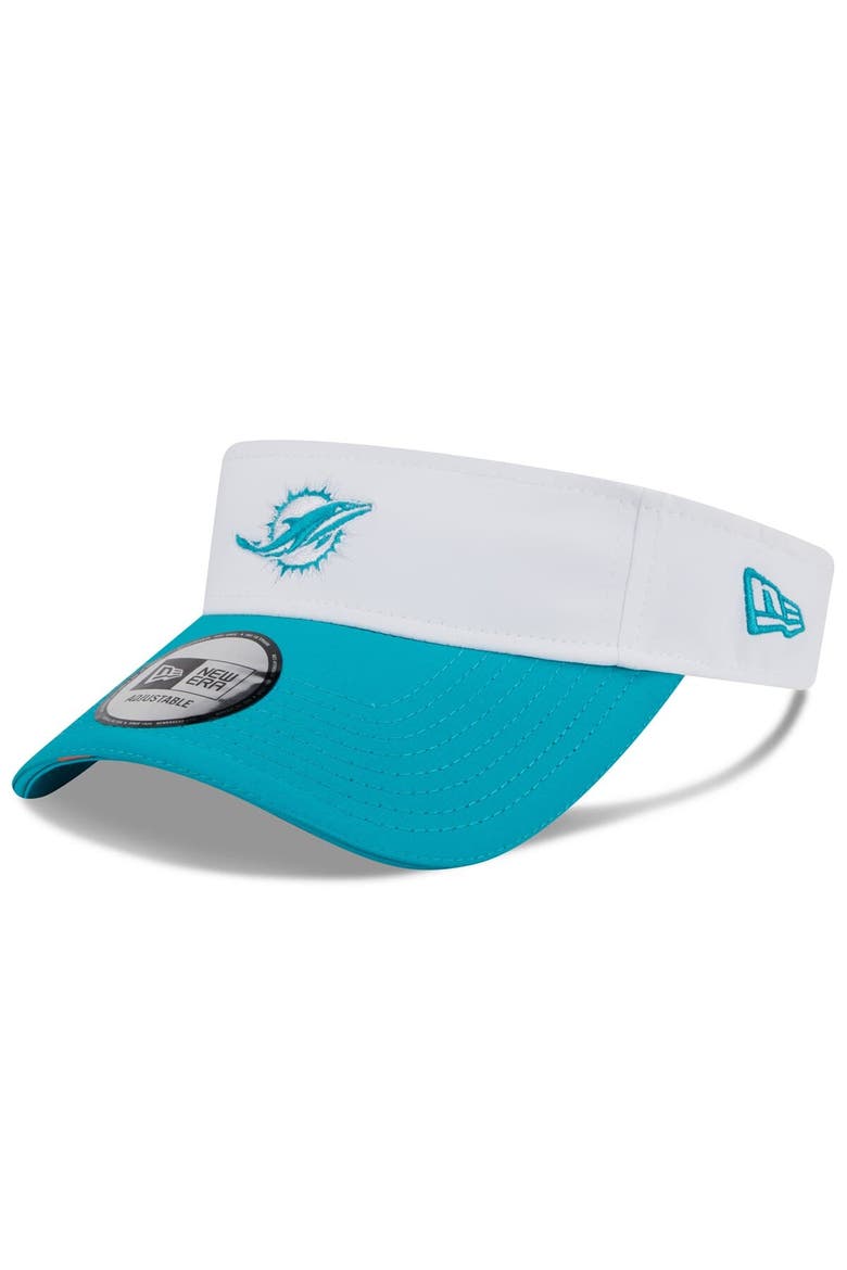 Men's New Era  White/Aqua Miami Dolphins 2025 NFL Training Camp Adjustable Visor, Main, color, White