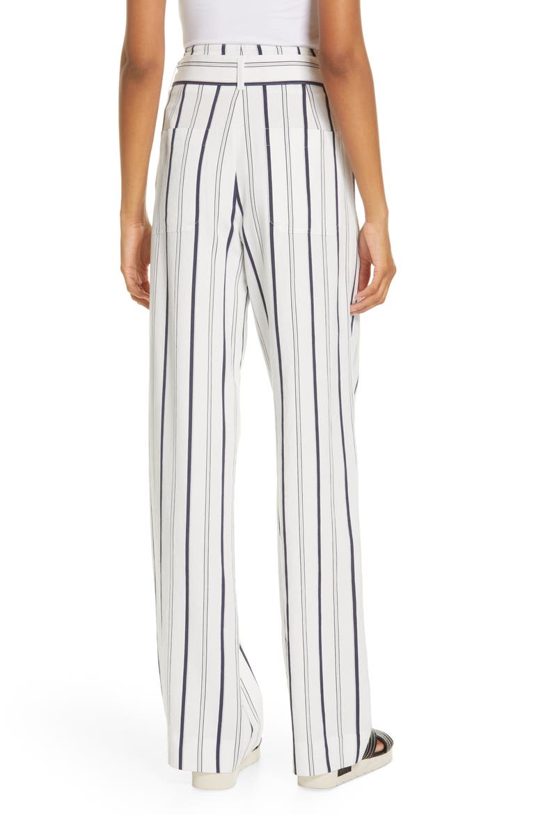 Belted Stripe Pants, Alternate, color, OFF WHITE