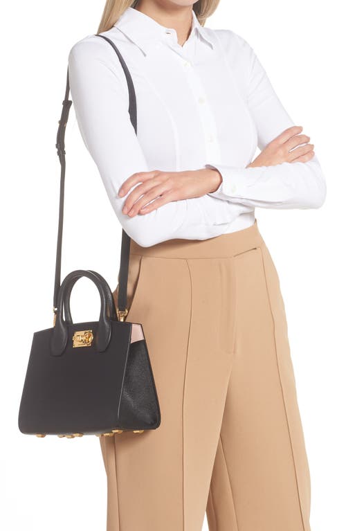 Ferragamo Studio Box Mini Leather Top-handle Bag In Black