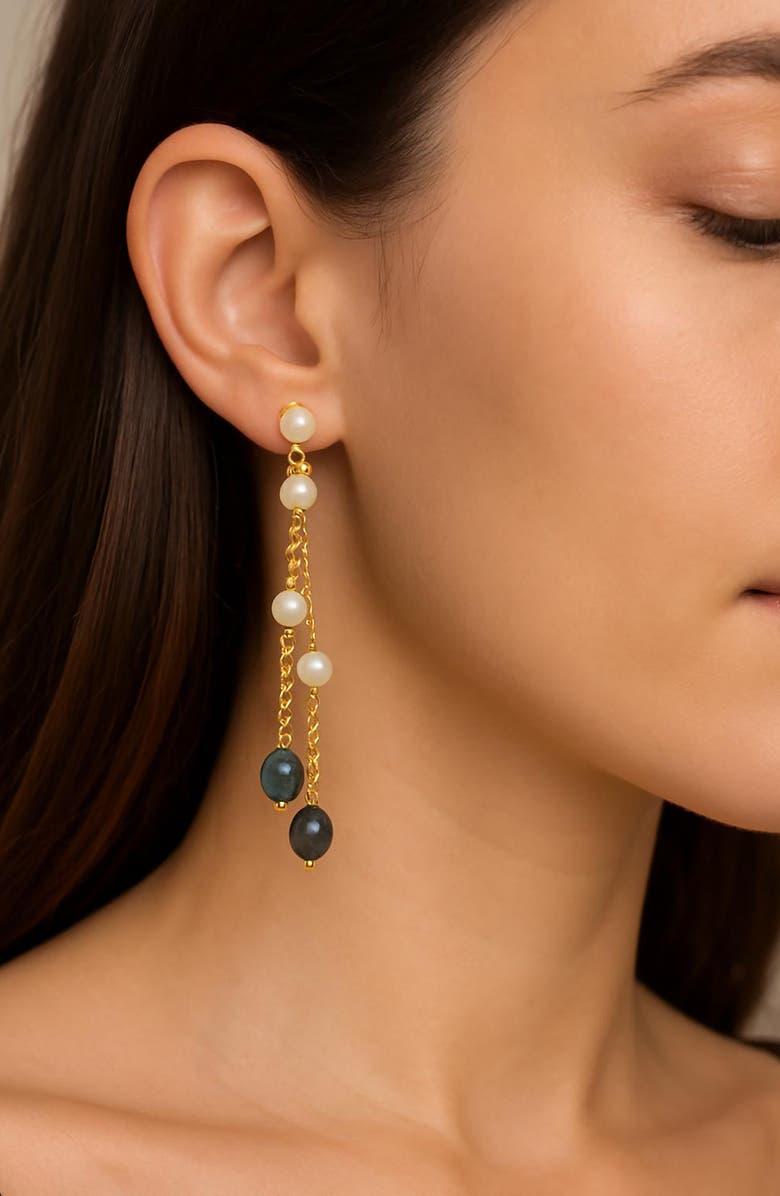 RIVKA FRIEDMAN 18K Gold Plated Faux Pearl Chain Drop Earrings, Alternate, color, Pearl