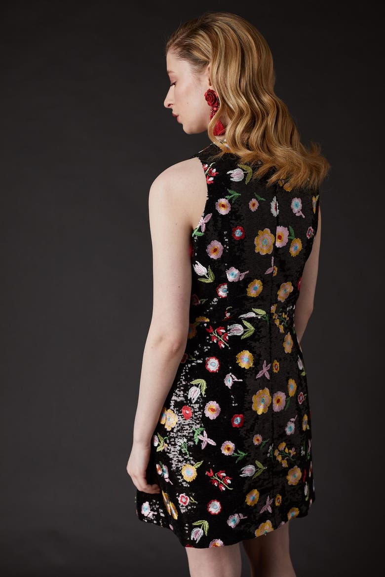 Derling Embroidered Dress, Alternate, color, Noir