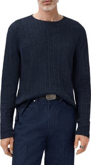 John Varvatos Fern Feeder Stripe Rib Long Sleeve T-Shirt