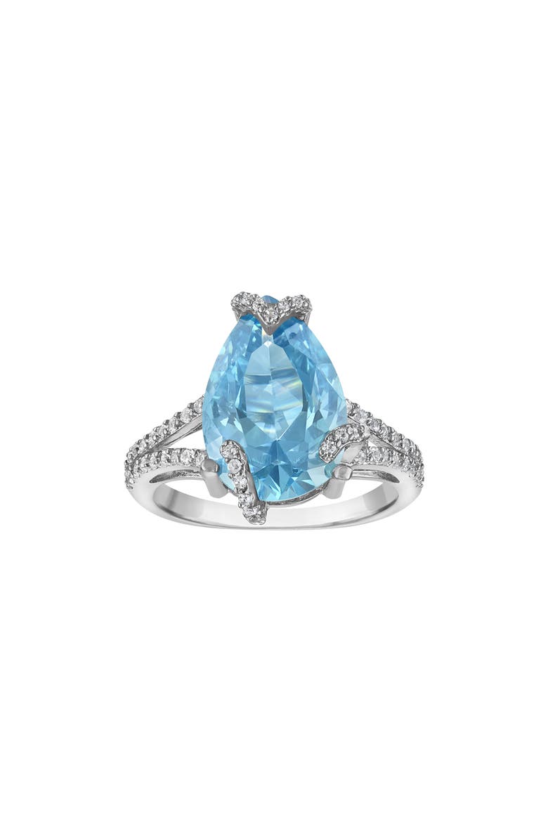 Pear Cut Synthetic Blue Topaz Ring, Main, color, BLUE