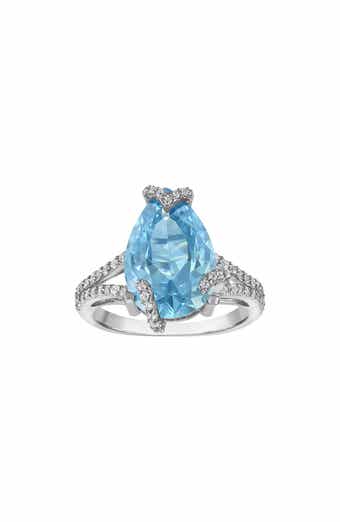 Pear Cut Synthetic Blue Topaz Ring