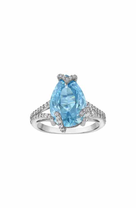 Pear Cut Synthetic Blue Topaz Ring