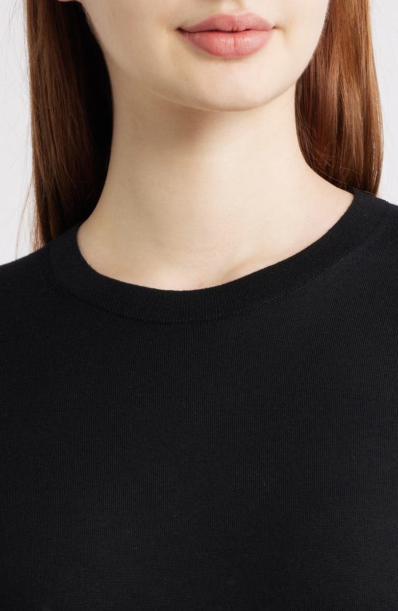 Theory Regal Short Sleeve Wool Sweater, Alternate, color, Black