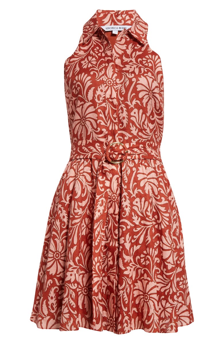 Veronica Beard Beau Floral Sleeveless Linen Shirtdress, Alternate, color, Dark Persimmon Multi