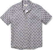 Marine Layer Leaf Print Short Sleeve Stretch Cotton Selvage Button-Up Shirt