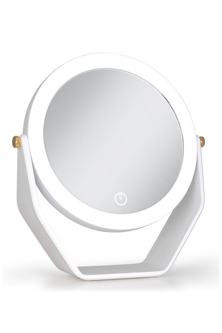 LED Lighted Makeup Mirror with 5X/1X Magnification, Rechargeable, Main, color, White