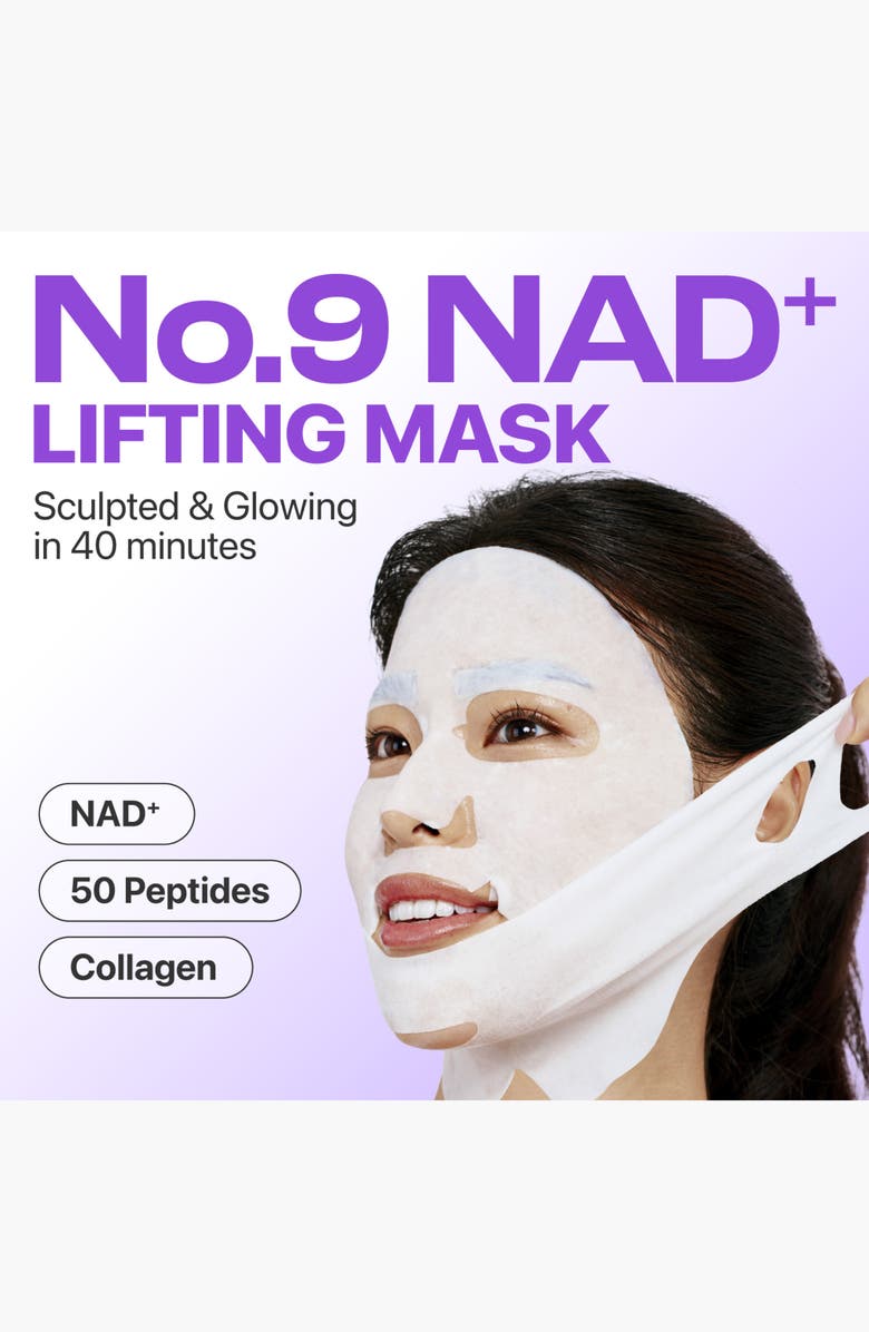 Numbuzin 4-Pack No.9 NAD+ Bio Lifting-sil Full Face Mask & Lifting Band, Alternate, color,