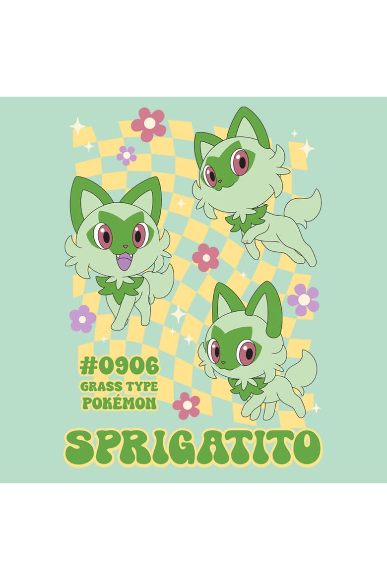 Girl's Pokemon Sprigatito Floral Type  Graphic T-Shirt, Alternate, color, Mint