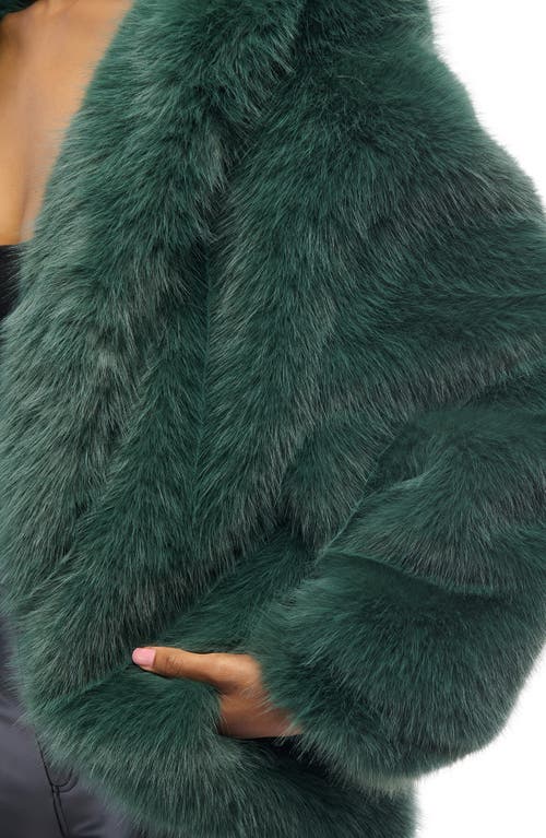 Azalea Wang Emerald City Hooded Faux Fur Jacket In Green