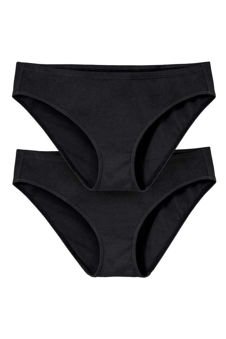 Women's 100% Organic Soft Cotton Bikini Underwear 2-Pack, Main, color, Black
