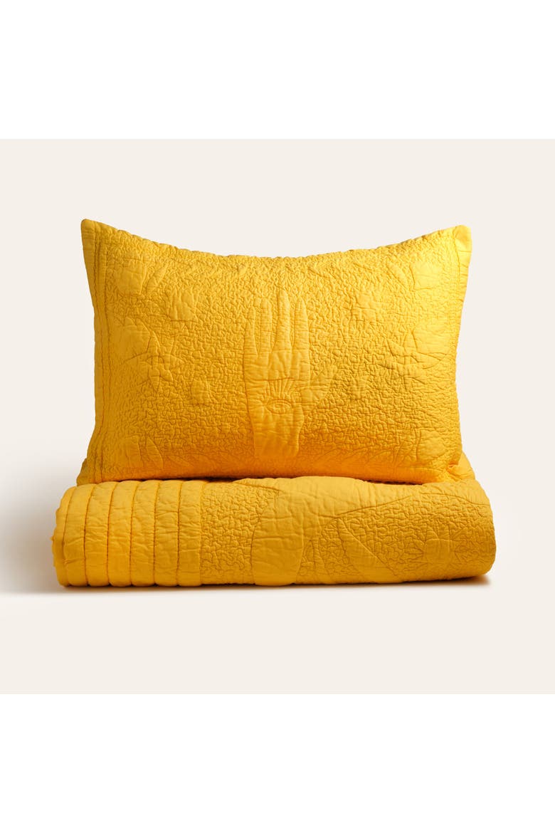 Uttar Quilted 300 Tc King 102.5" x 110" Heritage Style, Alternate, color, Yellow