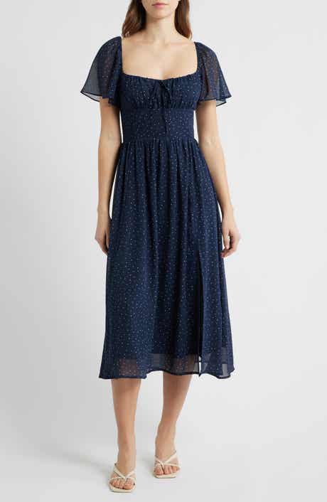 All in Favor Heart Polka Dot Butterfly Sleeve Midi Dress