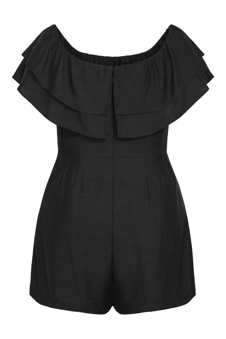 Poppy Off the Shoulder Romper, Alternate, color, BLACK