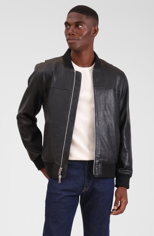 Bagatelle Leather Bomber Jacket In Black