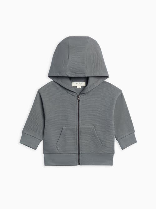 Kendi Meyer Waffle Knit Zipper Hoodie In Gray