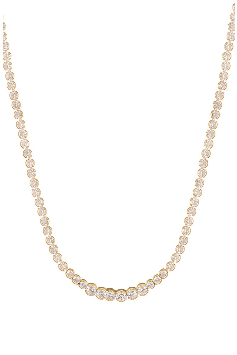 Bezel Crystal Tennis Necklace, Alternate, color, GOLD
