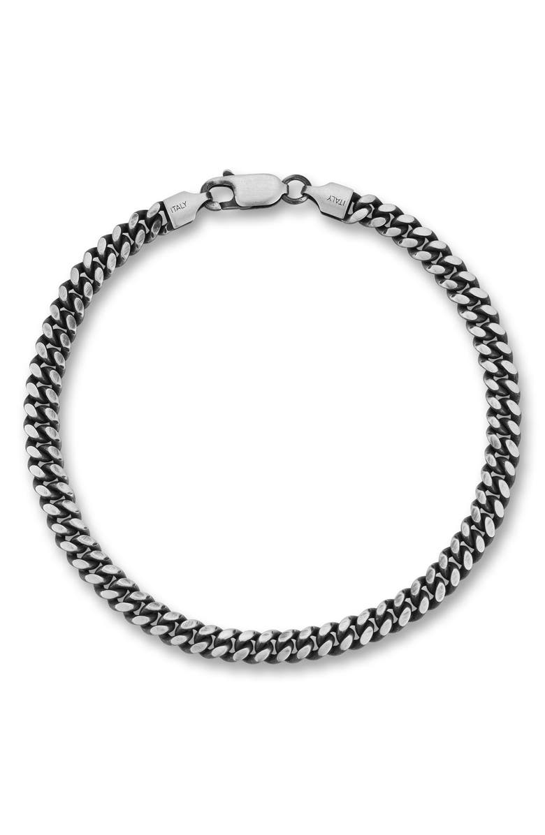 Yield of Men Men's Oxidized Sterling Silver 5mm Curb Chain Bracelet, Main, color,