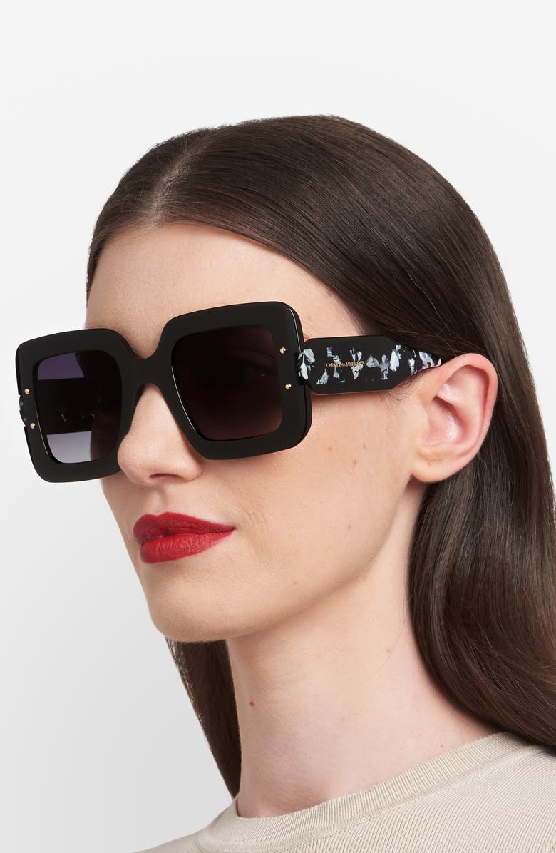 Carolina Herrera 50mm Square Sunglasses, Alternate, color, Black/ Dark Grey