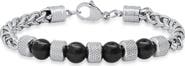 HMY JEWELRY Stainless Steel Agate Bead Wheat Chain Bracelet