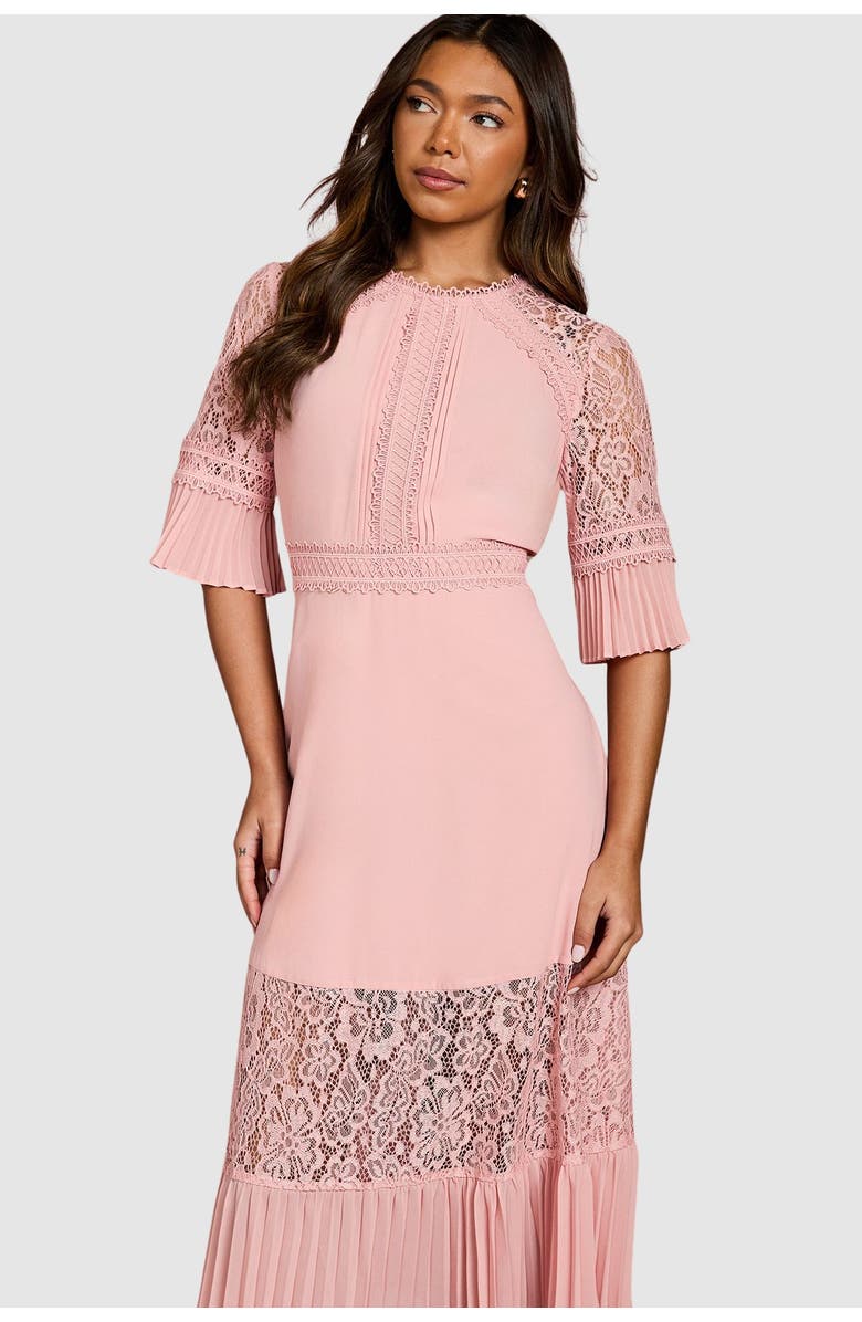 Coast Lace Insert Midi Dress, Alternate, color, Blush