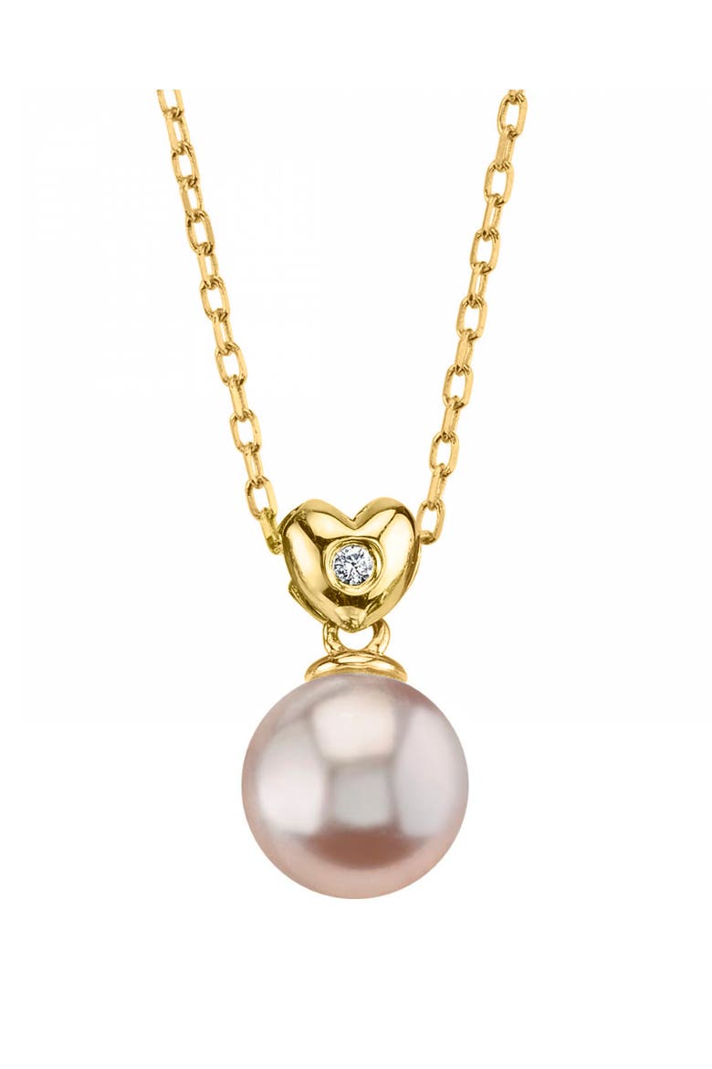 Pink Freshwater Pearl & Diamond Lev Pendant, Main, color, Yellow Gold