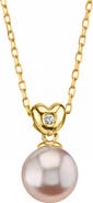 The Pearl Source Pink Freshwater Pearl & Diamond Lev Pendant