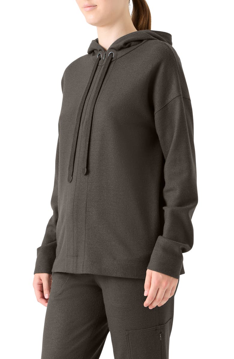 Akris punto Wool Full Zip Hoodie, Alternate, color, Bark