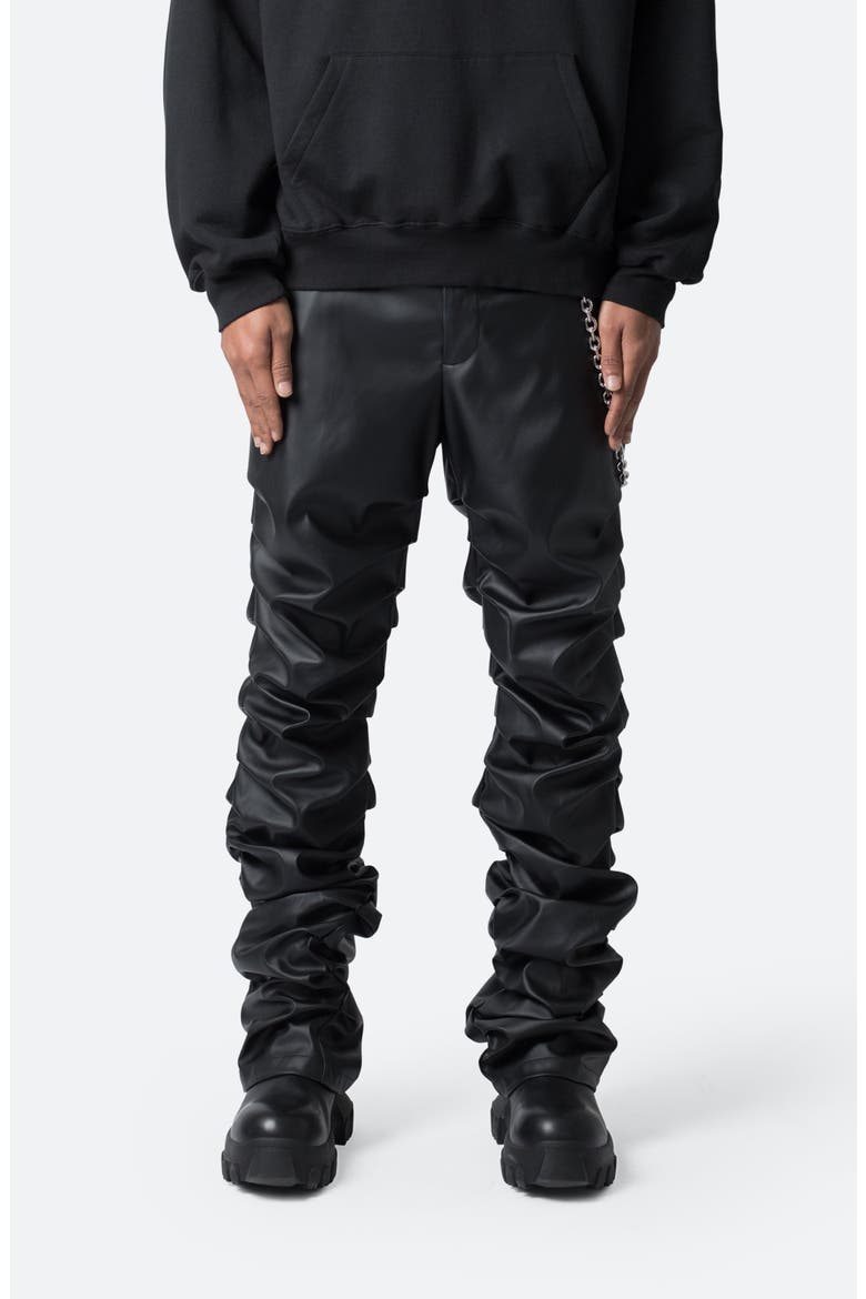 Stacked Faux Leather Pants, Main, color, BLACK