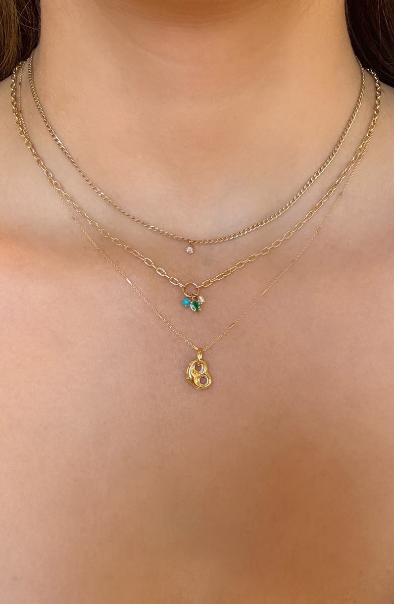 Zoë Chicco 14K Gold Small Puffed Mariner Heart Pendant Bar Station Cable Chain Necklace, Alternate, color, Yellow Gold