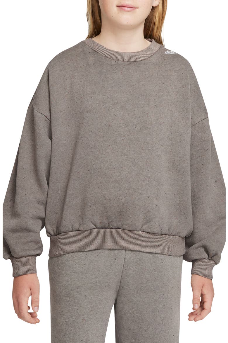 Kids' Fleece Logo Sweatshirt, Main, color, CAVE STONE/ CAVE STONE