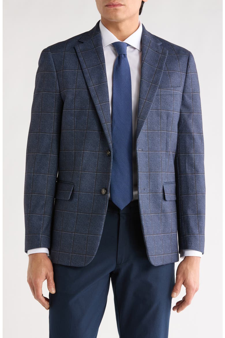 Slim Fit Plaid Sport Coat, Main, color, NAVY