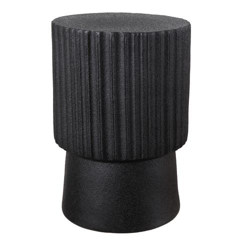 Louisa Modern Fluted Outdoor Accent Table, All-Weather Terrazzo Pedestal Garden Stool & Round Patio Side Table