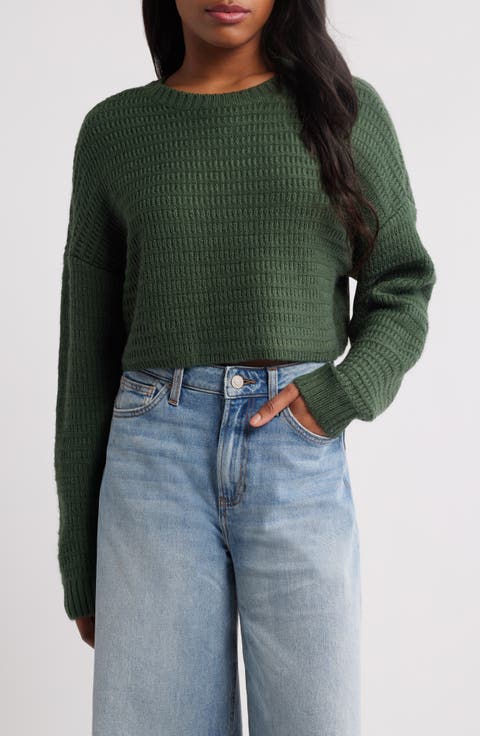 Polar Waffle Knit Crop Sweater