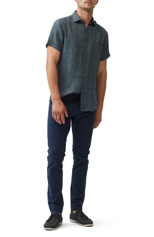 Rodd & Gunn Palm Beach Sports Fit Short Sleeve Linen Button-up Shirt In Ash