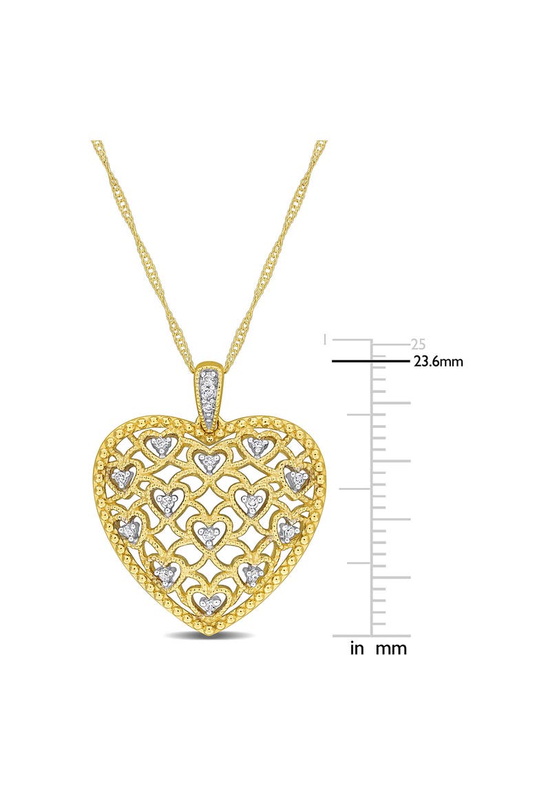 Diamond Lace Heart Pendant Necklace - 0.08ct., Alternate, color, GOLD