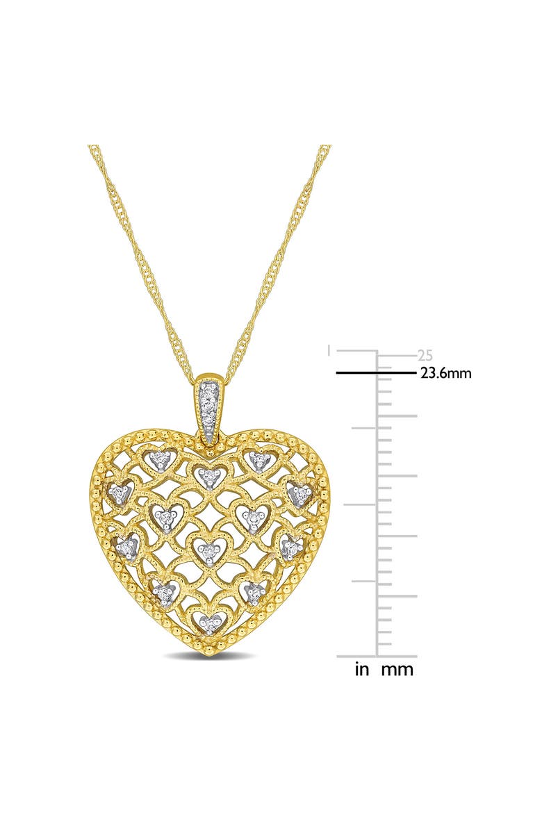 DELMAR Diamond Lace Heart Pendant Necklace - 0.08ct., Alternate, color, Gold
