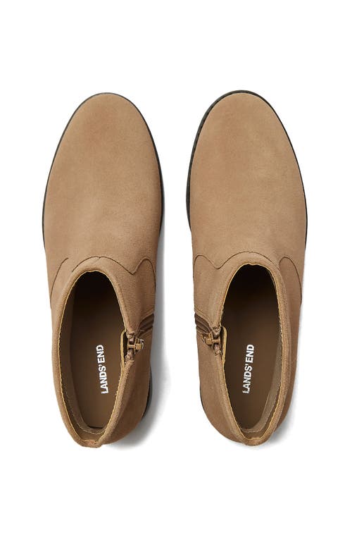 Lands' End Detailed Suede Zip Ankle Booties In Brown