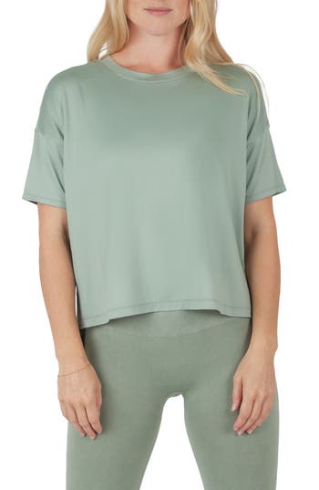 Yogalicious Supersoft Deluxe Boxy Crop T-shirt In Iceberg Green