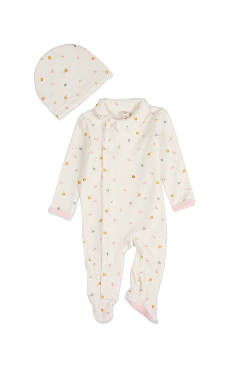 MiniMoi 2 Piece Baby Cotton Rich Velour Footie Set, Main, color, Marshmallow