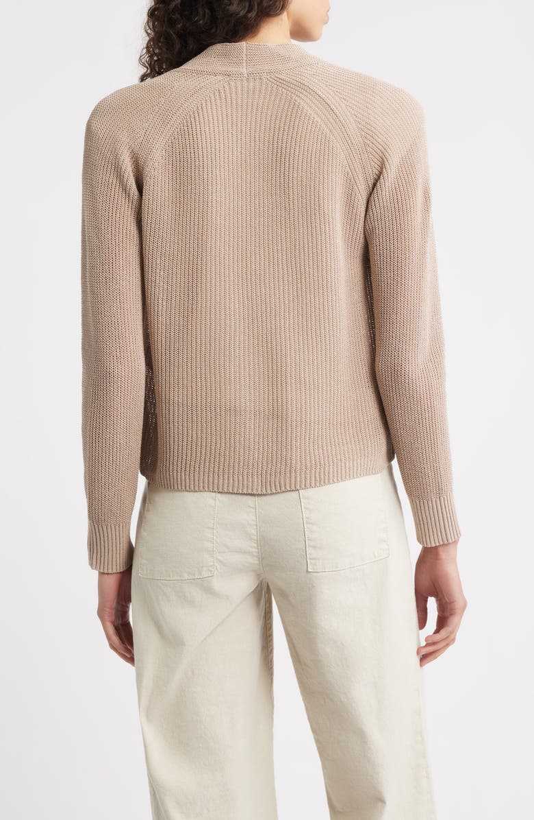 Eileen Fisher Organic Cotton & Silk Rib Cardigan, Alternate, color, Wheat