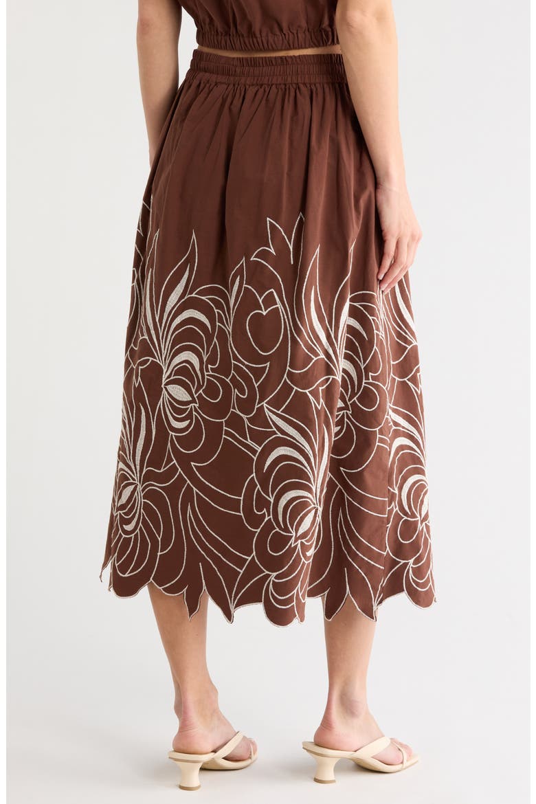 Embroidered Tassel Tie Front Skirt, Alternate, color, CHOCOLATE/ WHITE