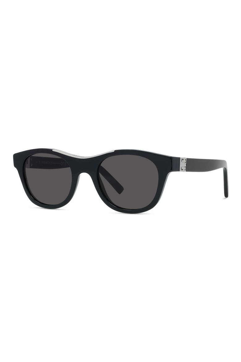 4G 50mm Geometric Sunglasses, Alternate, color, SHINY BLACK / SMOKE