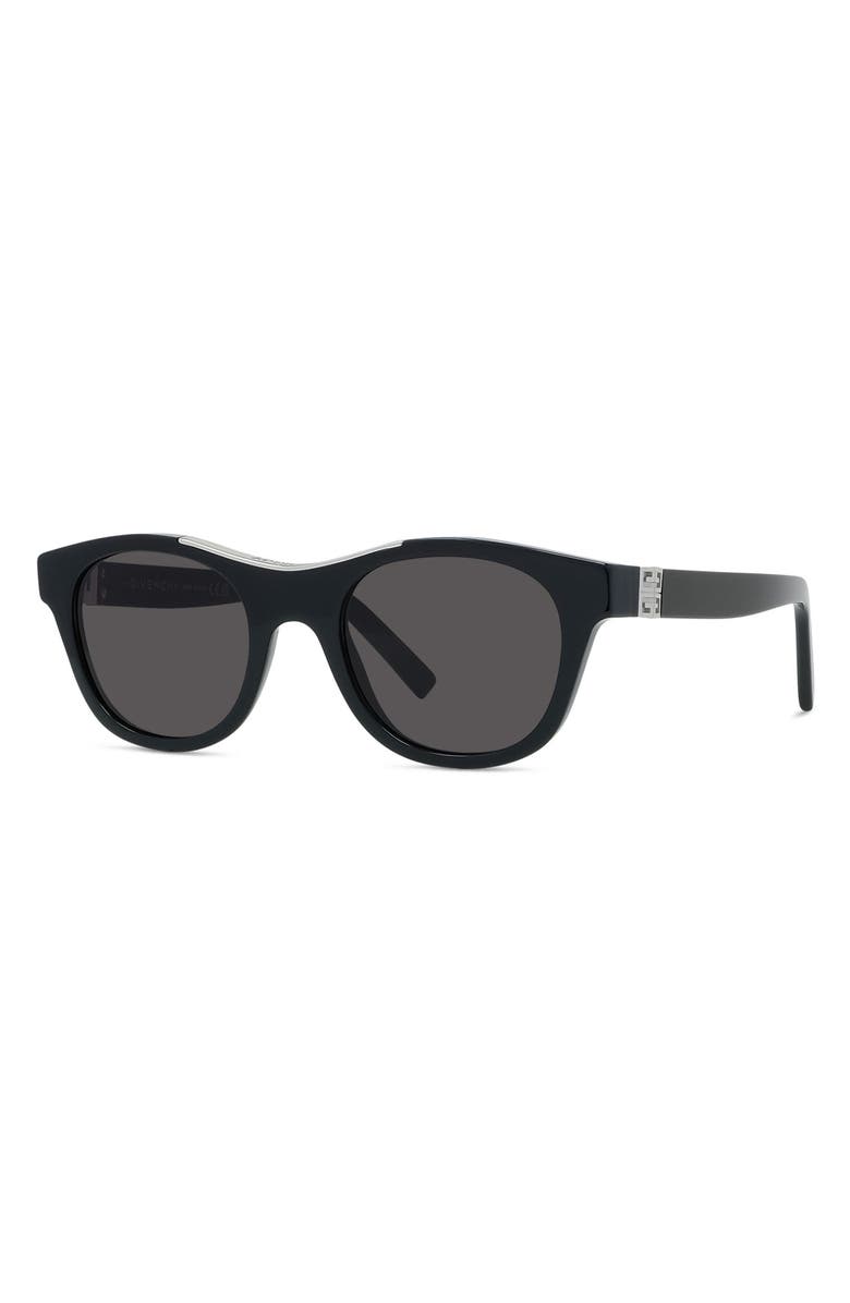 Givenchy 4G 50mm Geometric Sunglasses, Alternate, color, Shiny Black / Smoke